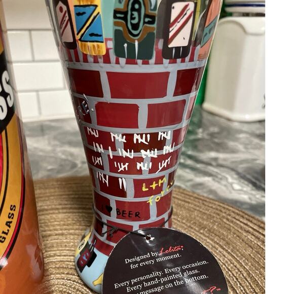 Lolita Hand Painted Pilsner Glass 99 Bottles of Beer on the Wall  NEW in Box - Picture 5 of 11